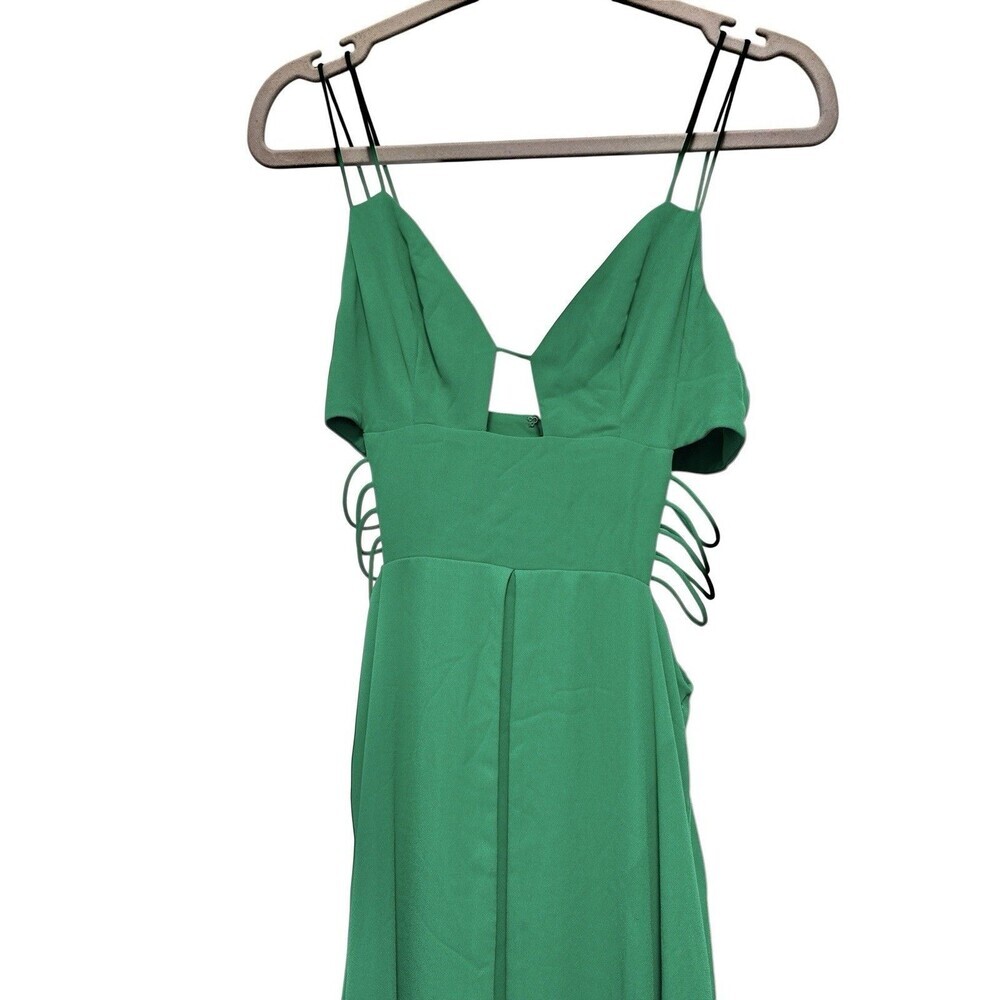 Fame & Partners Green Maxi Dress Cutout Strappy Back Spring Formal Size 0 Prom - Picture 2 of 7